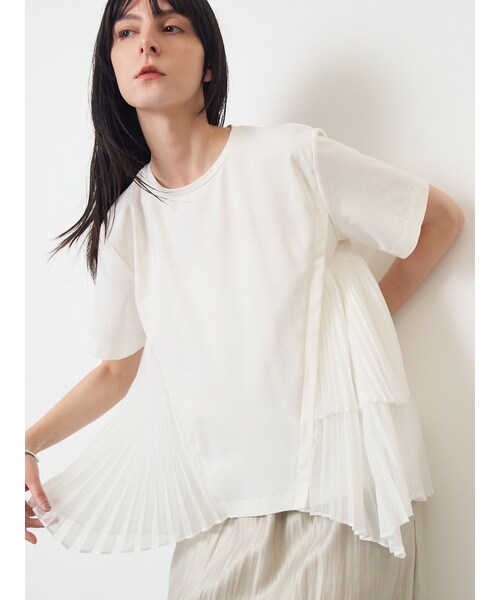 ELENDEEK（エレンディーク）の「PLEAT DOCKING CS（Tシャツ/カットソー・レディース・オフホワイト/ブラック/ベージュ・F）」の17枚目の写真