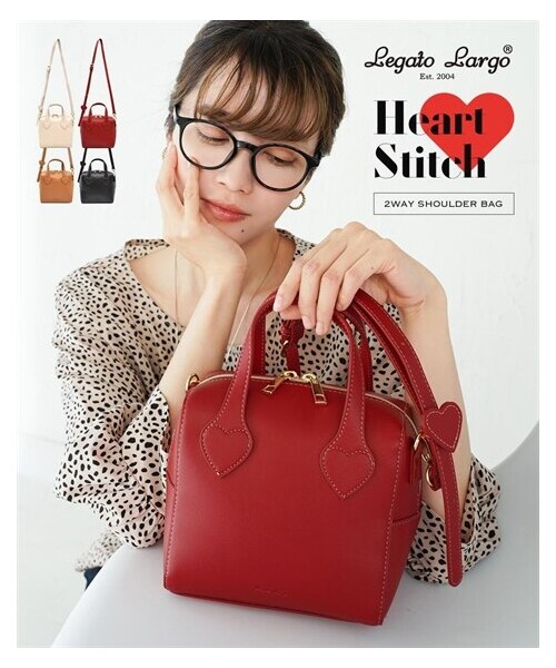 nissen（ニッセン）の「Legato Largo（レガートラルゴ）ハートステッチ ２WAYショルダー（ショルダーバッグ・メンズ・ブラック/キャメル/アイボリー/レッド・Y）」の2枚目の写真