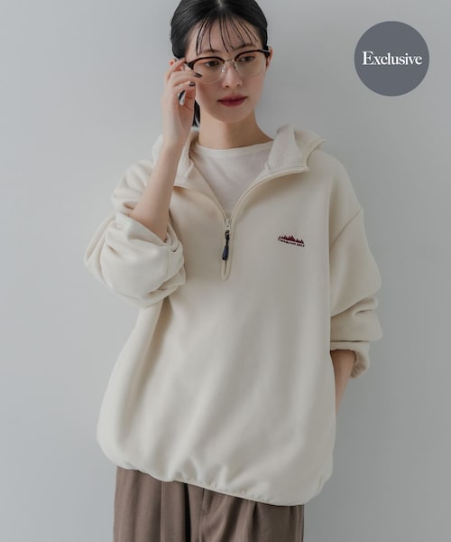URBAN RESEARCH(アーバンリサーチ)の「『別注』THOUSAND MILE×URBAN RESEARCH KNIT FREECE HF-ZIP HOODIE(パーカー・レディース・OFF WHITE/BORDEAUX/BLACK・M/L)」の1枚目の写真
