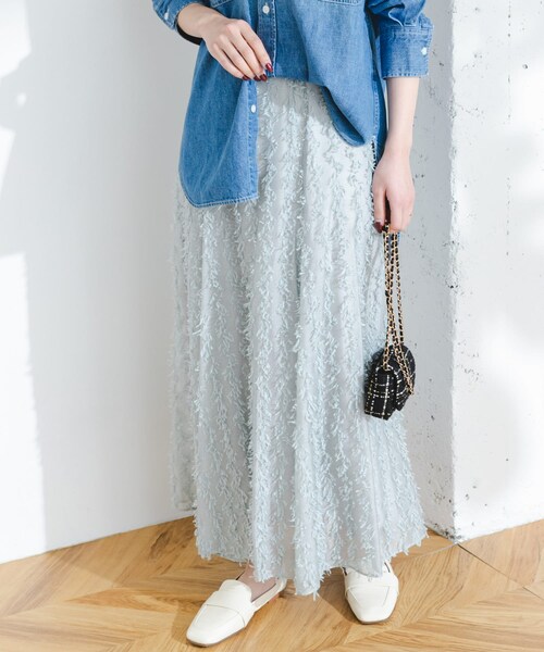 URBAN RESEARCH ROSSO（アーバンリサーチロッソ）の「F by ROSSO　リボンジャガードフレアスカート（スカート・レディース・WHITE/GRAY・36/38）」の12枚目の写真