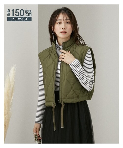 nissen（ニッセン）の「小さいサイズ　中わたベスト　低身長さん・小柄女性（ジャケット/アウター・レディース・カーキ/ブラック・P1/P2）」の5枚目の写真