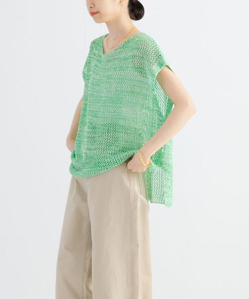 URBAN RESEARCH（アーバンリサーチ）の「メランジメッシュニット（ニット/セーター・レディース・CHARCOAL/BEIGE/GREEN・FREE）」の3枚目の写真