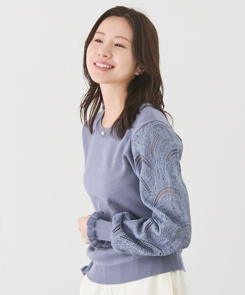 Jayro(ジャイロ)の「袖レースニットプルオーバー(ニット/セーター・レディース・ブラック/ホワイト/ネイビー/ブルー系・F)」の16枚目の写真