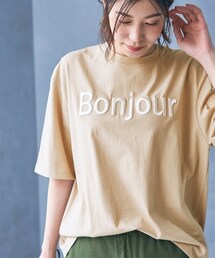 nissen | 大きいサイズ綿１００％立体ロゴ刺しゅうルーズシルエットこなれTシャツ(Tシャツ/カットソー)