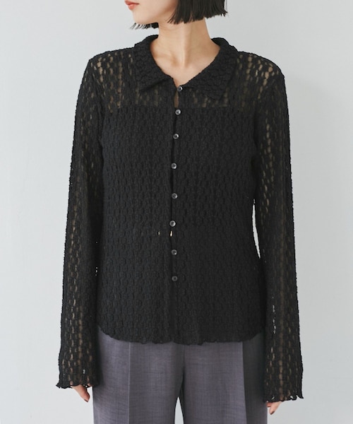 VIS（ビス）の「レースポロ襟カーディガン（カーディガン/ボレロ・レディース・ブラック/キナリ/ブラウン系・F）」の20枚目の写真