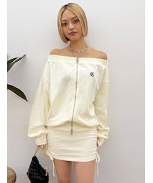 EVRIS | ジップアップオフショルトップス【セットアップ着用可能】(パーカー)