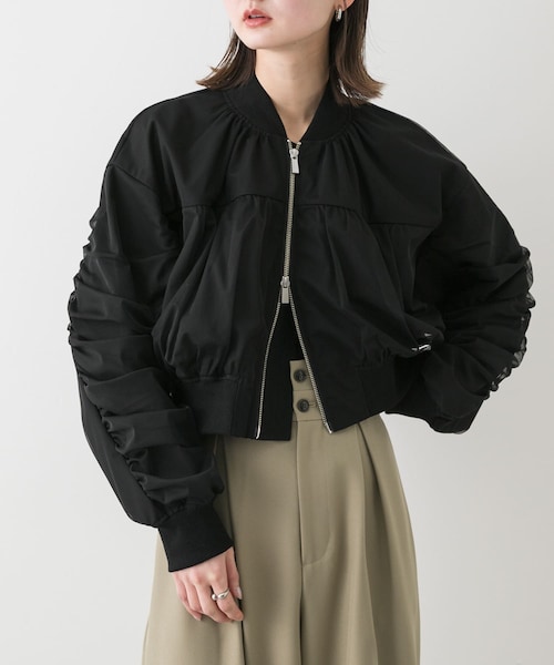 SENSE OF PLACE by URBAN RESEARCH(センスオブプレイスバイアーバンリサーチ)の「チュールレイヤードブルゾン(ブルゾン・レディース・IVORY/BLACK/L.BLUE・one)」の2枚目の写真
