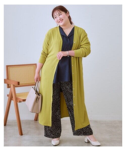 nissen（ニッセン）の「＜大きいサイズ＞ワンピースにもなる前後２WAYロング丈カーディガン（カーディガン/ボレロ・レディース・赤/モカブラウン/黒/アシッドイエロー・L/LL/3L/4L/5L/6L/8L/10L）」の22枚目の写真