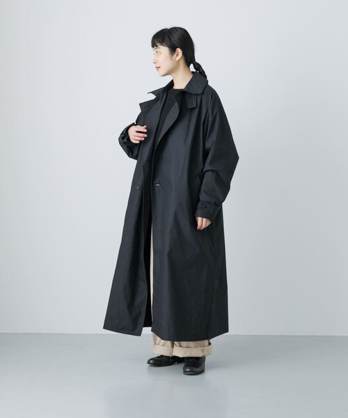 かぐれ（カグレ）の「コットンナイロンオーバートレンチコート（ステンカラーコート・レディース・BLACK/BEIGE・FREE）」の5枚目の写真