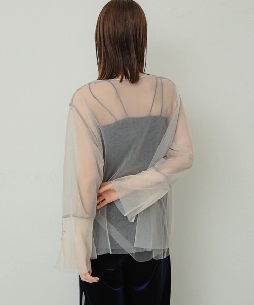 SENSE OF PLACE by URBAN RESEARCH(センスオブプレイスバイアーバンリサーチ)の「シアーチュールトップ(Tシャツ/カットソー・レディース・IVO×GRY/BEG×IVO/C.GRY×GRY/BLK×C.GRY・one)」の16枚目の写真