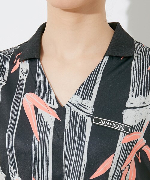 ROPE'（ロペ）の「【UV】【吸水速乾】バンブー柄プリントノースリーブワンピース（ワンピース・レディース・ブラック/ブルー・L/M/S）」の22枚目の写真