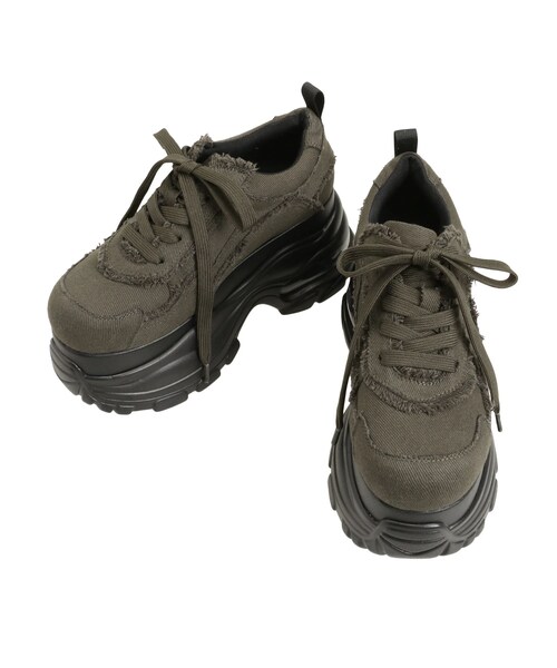 EMODA（エモダ）の「【WEB限定カラー登場！】エアバルキーカットオフスニーカー（スニーカー・レディース・ブラック/カーキ/ライトミックス・S/M/L）」の5枚目の写真
