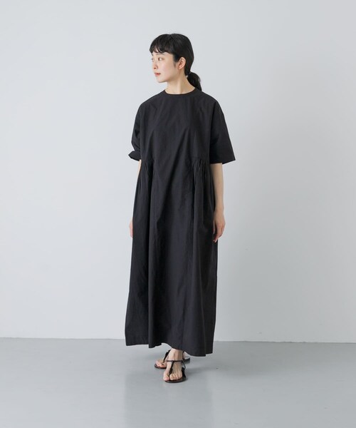 かぐれ（カグレ）の「『2サイズ展開』コットンシルクサイドギャザーワンピース（ワンピース・レディース・BLACK/ROYAL BLUE/BLACK A・0/1）」の8枚目の写真