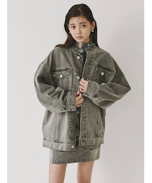 MURUA | オーバールーズノーカラージャケット【セットアップ着用可能】(デニムジャケット)