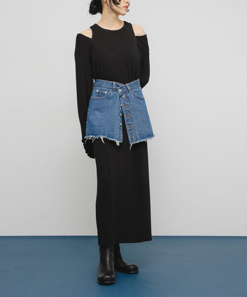 KBF（ケイビーエフ）の「デニムミニスカート（デニムスカート・レディース・L.BLUE/BLUE・one）」の9枚目の写真