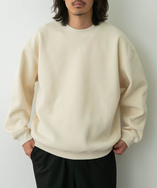 URBAN RESEARCH Sonny Label（アーバンリサーチサニーレーベル）の「裏起毛ワッフルリラックスフィットプルオーバー（Tシャツ/カットソー・メンズ・オフ/チャコール/カーキ・M/L/XL）」の18枚目の写真