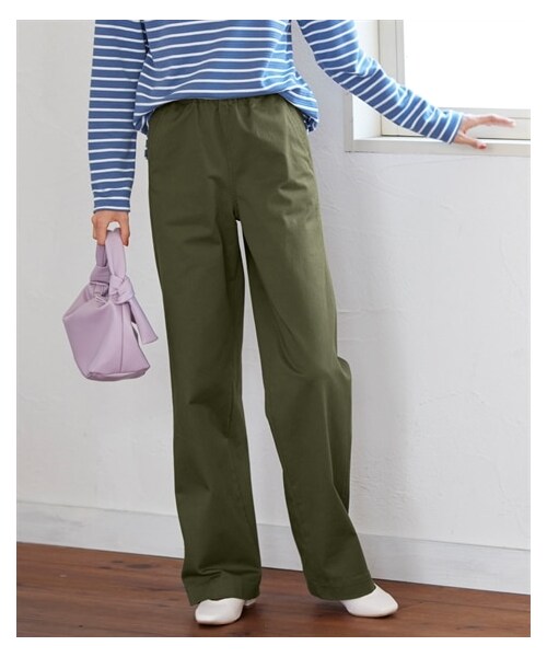 nissen（ニッセン）の「大きいサイズすごのびストレッチツイルカーブワイドパンツ（ゆったりヒップ）（パンツ・レディース・ビターキャラメル/キナリ/グレイッシュカーキ/黒/ミストモカ/ベージュ/アイスグレー/モスカーキ・L/LL/3L/4L/5L/6L/8L/10L）」の18枚目の写真