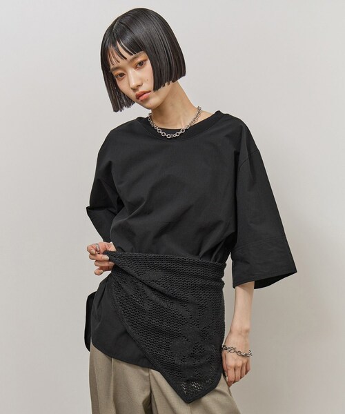 ADAM ET ROPE'(アダムエロペ)の「【追加】・【サステナブル】タイプライターTEEブラウス(シャツ/ブラウス・レディース・ブラック/ホワイト/ピンク/カーキ/ピンク系・F)」の14枚目の写真