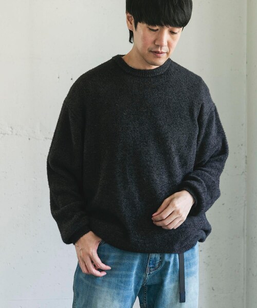URBAN RESEARCH DOORS（アーバンリサーチドアーズ）の「メランジシャギー クルーネックニット（ニット/セーター・メンズ・BLUE/BLACK・M/L）」の9枚目の写真