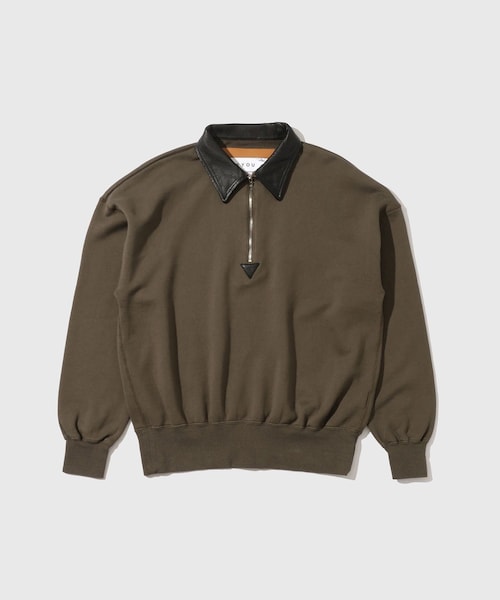 ADAM ET ROPE'（アダムエロペ）の「【KYOU/キョウ】BROTHERS Leather x Original Supima Aging Cotton Sweat（スウェット・メンズ・ブラック/グレー/オリーブ・1/2）」の5枚目の写真