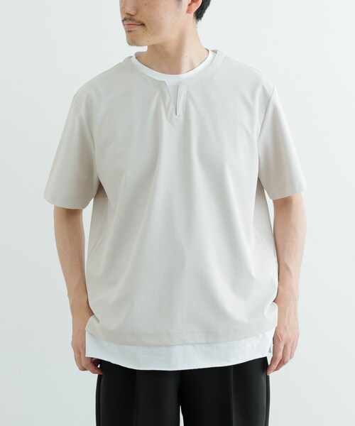 ITEMS URBANRESEARCH(アイテムズ アーバンリサーチ)の「『イージーケア/吸水速乾』高機能ワッフル フェイクレイヤーキーネックTシャツ(Tシャツ/カットソー・メンズ・CHA/BEG/KHK/BLU・M/L)」の15枚目の写真