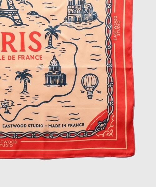ADAM ET ROPE'(アダムエロペ)の「【EAST WOOD STUDIO/イーストウッド・スタジオ】PARIS LE TRESOR SCARF(バンダナ/スカーフ・メンズ・オレンジ・F)」の4枚目の写真