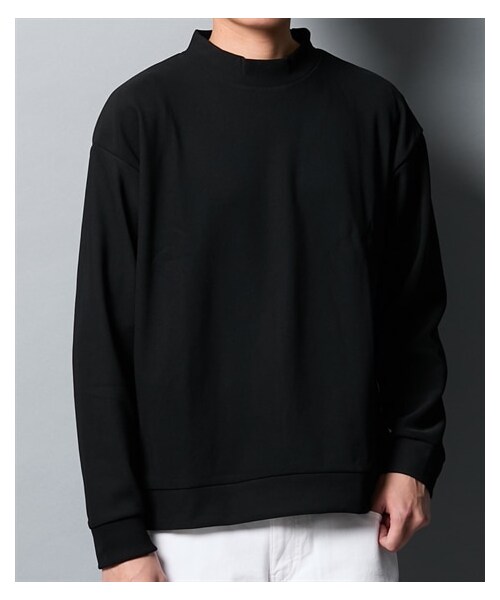 nissen（ニッセン）の「リップル裏起毛セミルーズ長袖モックネックＴシャツ（Tシャツ/カットソー・メンズ・ベージュ/ディープオレンジ/ブラック・M/L/LL）」の4枚目の写真