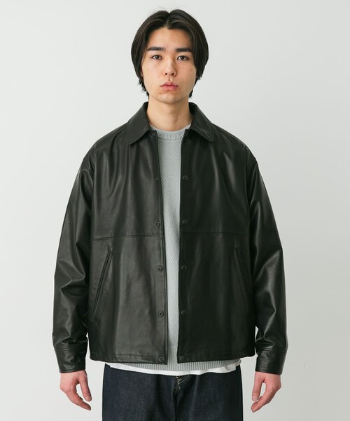 URBAN RESEARCH DOORS（アーバンリサーチドアーズ）の「marka　LEATHER COACH JACKET（その他アウター・メンズ・BLACK・1/2）」の4枚目の写真
