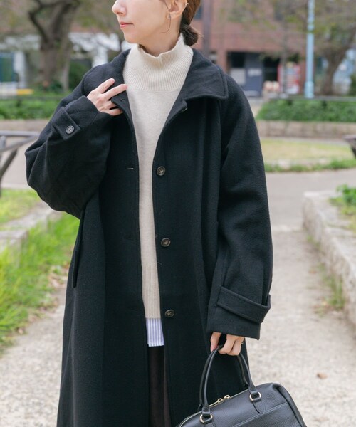 ITEMS URBANRESEARCH（アイテムズ アーバンリサーチ）の「尾州ウールスタンドカラーコート（テーラードジャケット・レディース・G.BEG/BLK/CHK・Free）」の14枚目の写真