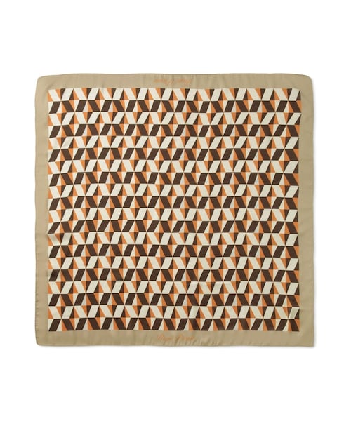 ROPE' PICNIC(ロペピクニック)の「幾何学柄スカーフ 90cm(バンダナ/スカーフ・レディース・ベージュ系/ブルー系・F)」の1枚目の写真