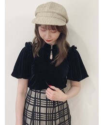 dazzlin | ベロアフリルショートトップス(Tシャツ/カットソー)