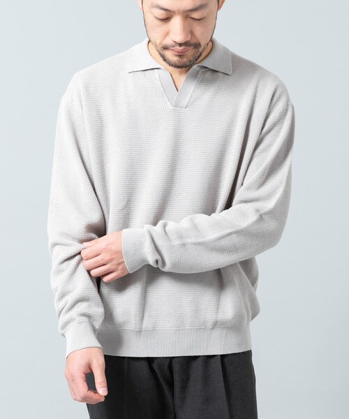 URBAN RESEARCH ROSSO（アーバンリサーチロッソ）の「『WEB限定』変形カノコスキッパーニットポロ（ニット/セーター・メンズ・BLACK/NAVY/LIGHT GRAY・M/L）」の22枚目の写真
