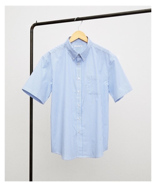 nissen（ニッセン）の「形態安定ストライプ柄ボタンダウン半袖シャツ【大きいサイズ有】　（消臭テープ付）（シャツ/ブラウス・メンズ・ブルー系/グリーン系/グレージュ系/ネイビー系・M/L/LL/3L/4L/5L/6L/8L/10L）」の22枚目の写真