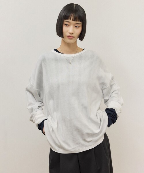 ADAM ET ROPE'（アダムエロペ）の「【Miller for ADAM ET ROPE'】別注 L/S SHEER TEE（2PACK）（Tシャツ/カットソー・レディース・ホワイト/レッド・F）」の12枚目の写真