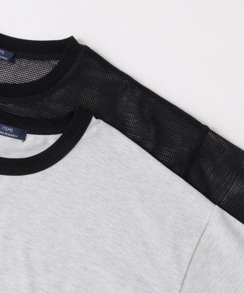 ITEMS URBANRESEARCH（アイテムズ アーバンリサーチ）の「メッシュトップス+Tシャツ レイヤードセット（Tシャツ/カットソー・メンズ・BLK×WHT/OFF×OLV/OFF×杢GRY・M/L）」の14枚目の写真