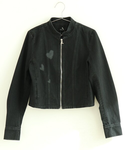 VIS(ビス)の「【reheat】ハートドローイングデニムジャケット【セットアップ対応】(デニムジャケット・レディース・ブラック・F)」の12枚目の写真