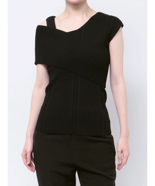 LAGUNAMOON（ラグナムーン）の「アシンメトリーリブニットプルオーバー（ニット/セーター・レディース・ブラック/ブルー/ベージュ/アイボリー・F）」の9枚目の写真