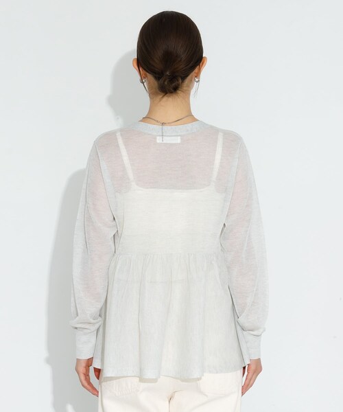 URBAN RESEARCH Sonny Label（アーバンリサーチサニーレーベル）の「シアーペプラムニットカーディガン（カーディガン/ボレロ・レディース・ライトグレー/バター/ブラック・FREE）」の15枚目の写真