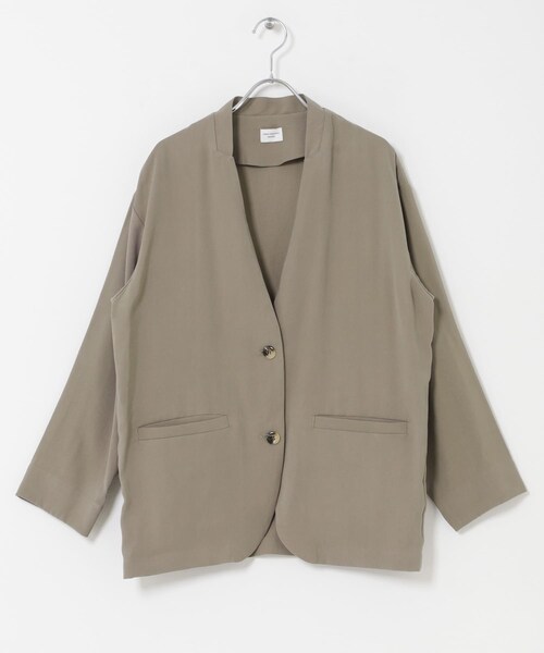 URBAN RESEARCH DOORS（アーバンリサーチドアーズ）の「ノーカラージャケット（テーラードジャケット・レディース・GREIGE/CHARCOAL・Free）」の7枚目の写真