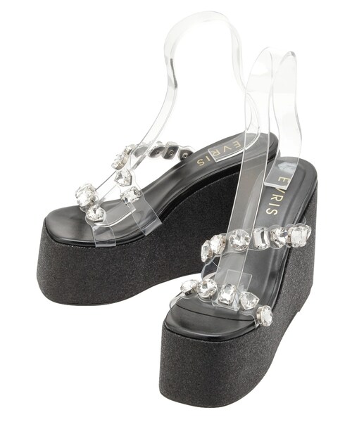 EVRIS（エヴリス）の「ビジュープラットフォームサンダル（サンダル・レディース・ブラック/ブルー/シルバー・S/M/L）」の2枚目の写真