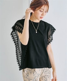 nissen | 袖レースカットソートップス(Tシャツ/カットソー)