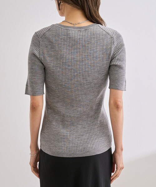 ROPE'(ロペ)の「ワイドリブラウンドネック スーパーメリノウール ニット/イージーケア(ニット/セーター・レディース・ブラック/グレー/オフホワイト・F)」の19枚目の写真