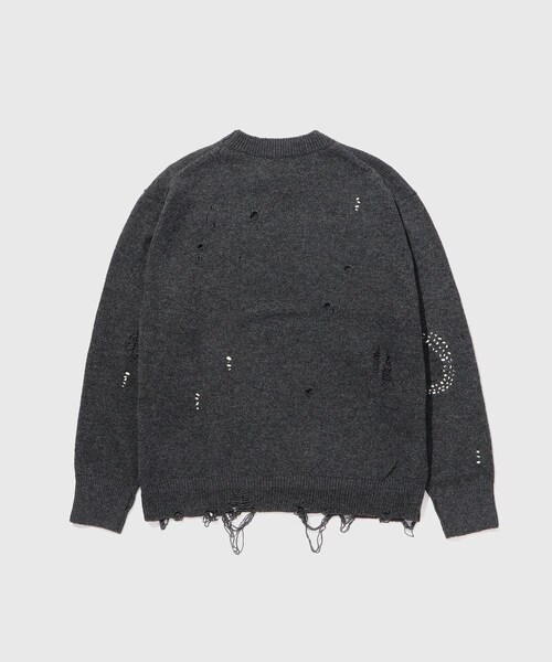 ADAM ET ROPE'（アダムエロペ）の「【JOHN MASON SMITH/ジョン メイソン スミス】7G DAMAGE HAND REPAIR CREW KNIT（ニット/セーター・メンズ・チャコール/キナリ・L/M）」の13枚目の写真