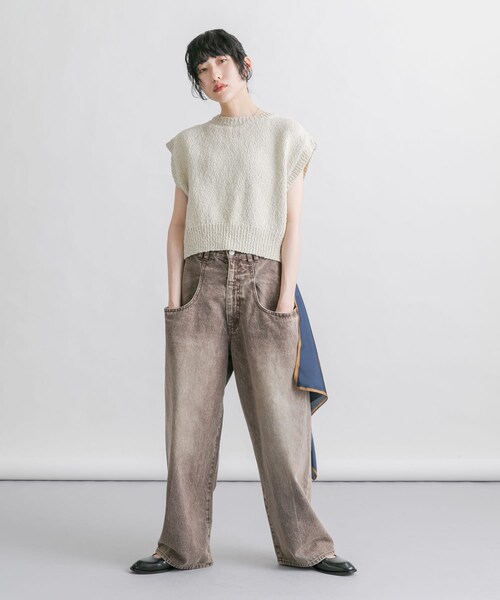 KBF（ケイビーエフ）の「ブークレニットベスト（ニット/セーター・レディース・L.GREIGE/PINK/BROWN・one）」の19枚目の写真