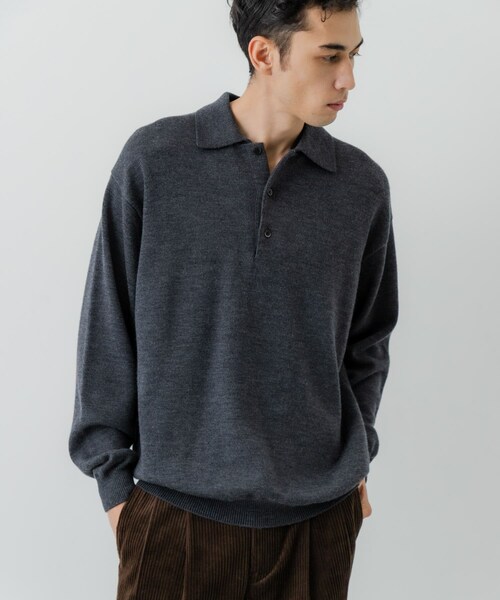 URBAN RESEARCH（アーバンリサーチ）の「CASH FEEL W/MID ニットポロ（ニット/セーター・メンズ・BLACK/CHARCOAL/BROWN・M/L）」の21枚目の写真