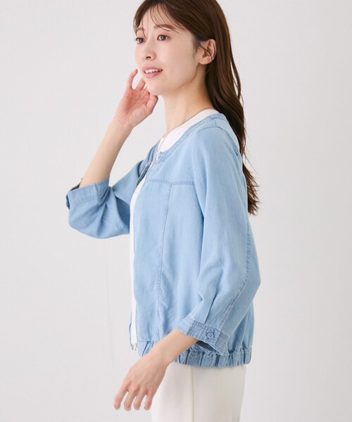 Jayro(ジャイロ)の「ノーカラーデニムライクブルゾン(ブルゾン・レディース・ネイビー系/ブルー/サックス・M)」の18枚目の写真