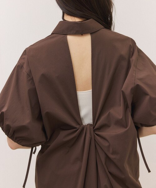 ADAM ET ROPE'（アダムエロペ）の「ハーフスリーブタフタワンピース（シャツワンピース・レディース・ブラック/ダークブラウン・F）」の12枚目の写真