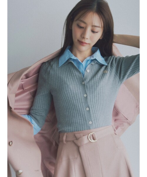 TONAL（トーナル）の「シャツドッキング2WAYリブニット（ニット/セーター・レディース・グレー/ブラック/ブラウン・M）」の5枚目の写真