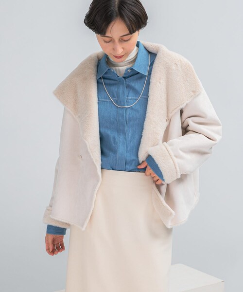 URBAN RESEARCH ROSSO（アーバンリサーチロッソ）の「『WEB/一部店舗限定』リバーシブルファーブルゾン（ブルゾン・レディース・IVORY/BLACK・FREE）」の8枚目の写真