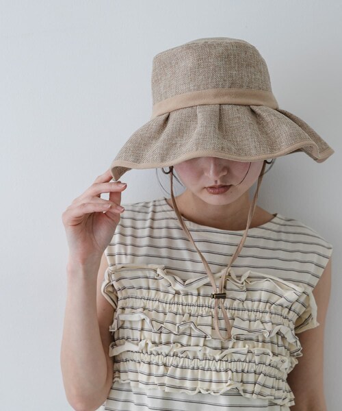 SENSE OF PLACE by URBAN RESEARCH（センスオブプレイスバイアーバンリサーチ）の「ジュートライクフリルハット（ハット・レディース・BLACK/BEIGE/BLK×WHT・One）」の22枚目の写真